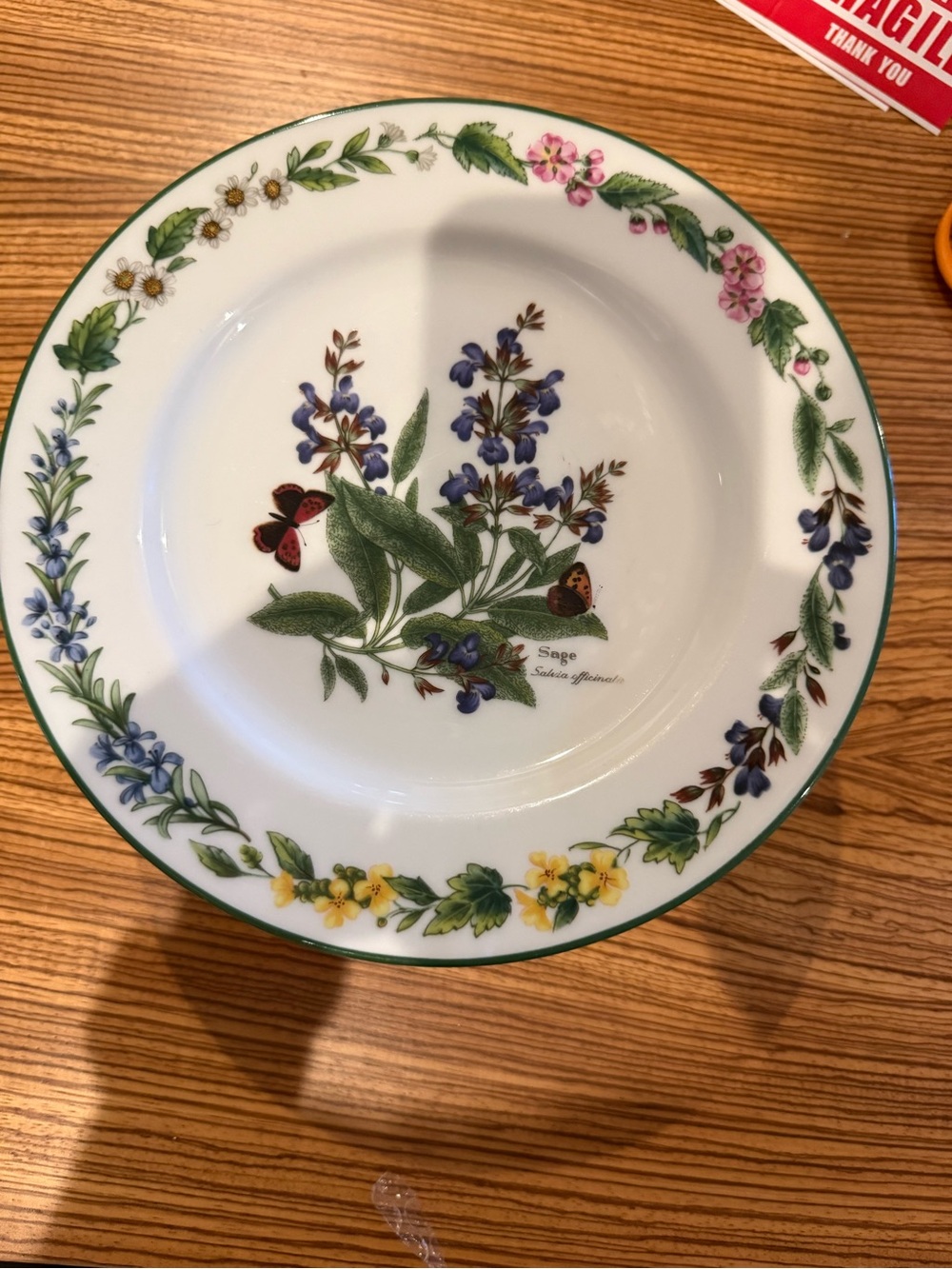 Royal Worcester Sage Floral salad Plate - White